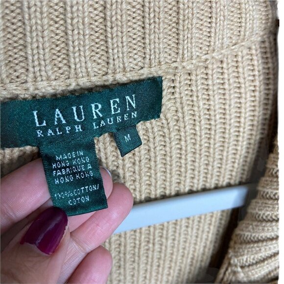 Lauren Ralph Lauren Cardigan Womens Size Medium Brown Sweater Toggle Button - Picture 3 of 10